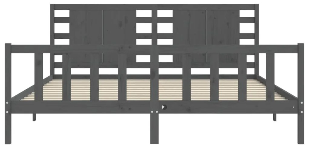 Estrutura de cama com cabeceira 200x200 cm madeira maciça cinza