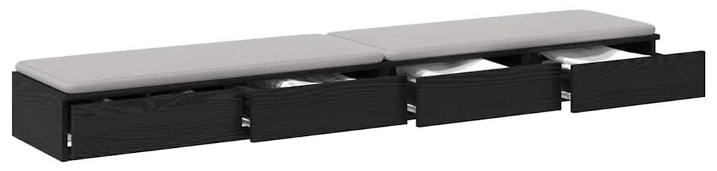 Gavetas de Cama vidaXL Pretas 180x36,5x16,5 cm em Madeira de Engenhari