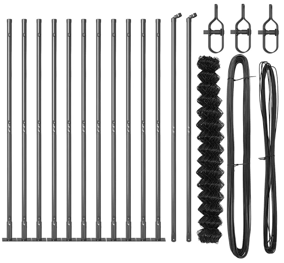 Conjunto de Postes de Cerca Prateado 25 x 1.5 m Aço Galvanizado