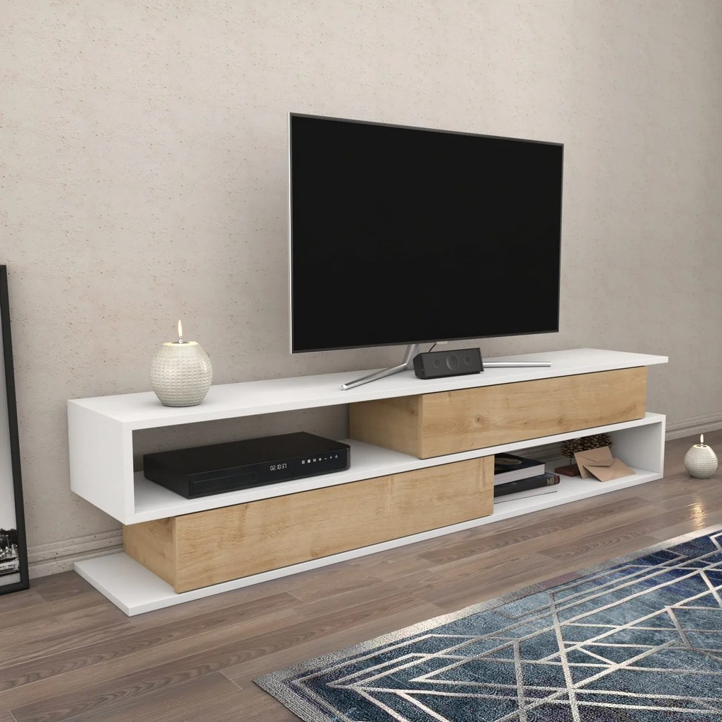 Suporte para TV Cortez – Branco Carvalho – 160 cm x 35,3 cm x 38,6 cm