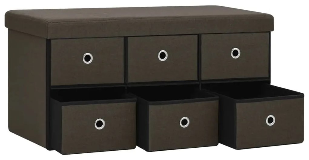 Banco arrumação dobrável 76x38x38cm linho falso castanho-escuro