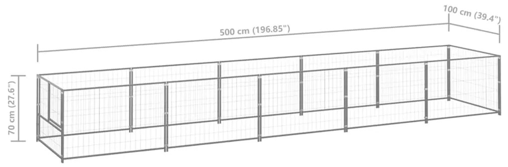 Canil para cães 5 m² aço prateado