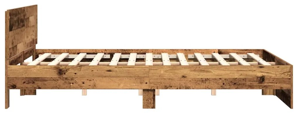 Cama com cabeceira - Madeira velha - 180 x 200 cm - Estrutura de madei