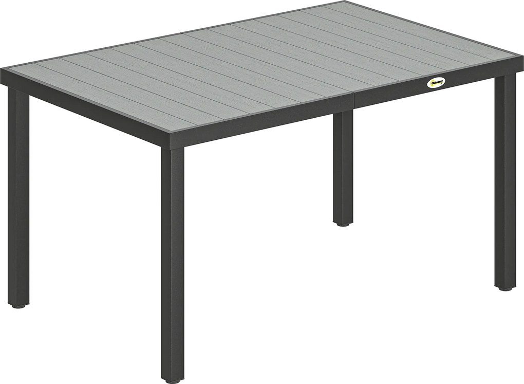 Outsunny Mesa de Jardim para 6 Pessoas com Tampo de Ripas e Estrutura de Aço 140x90x74 cm, Cinzento | Aosom Portugal