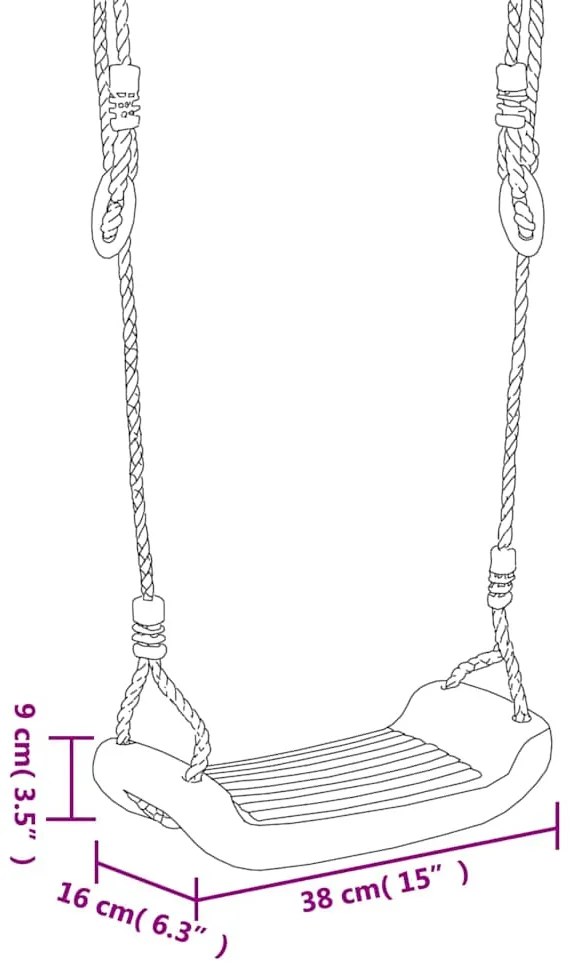 Assentos de baloiço com cordas 2 pcs 38x16 cm polietileno azul