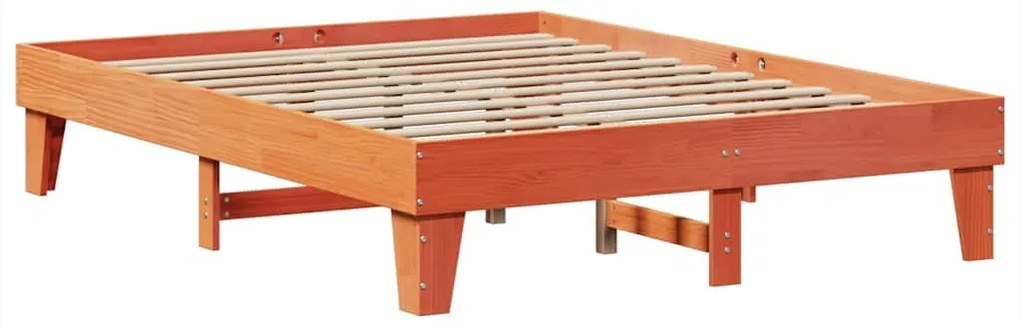 Cama sem colchão 160x200 cm madeira pinho maciço castanho-mel