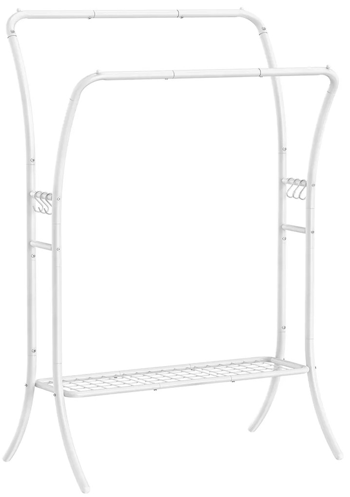 Guarda roupa com 2 varões para roupa em metal 46 x 100 x 155 cm com prateleira branco