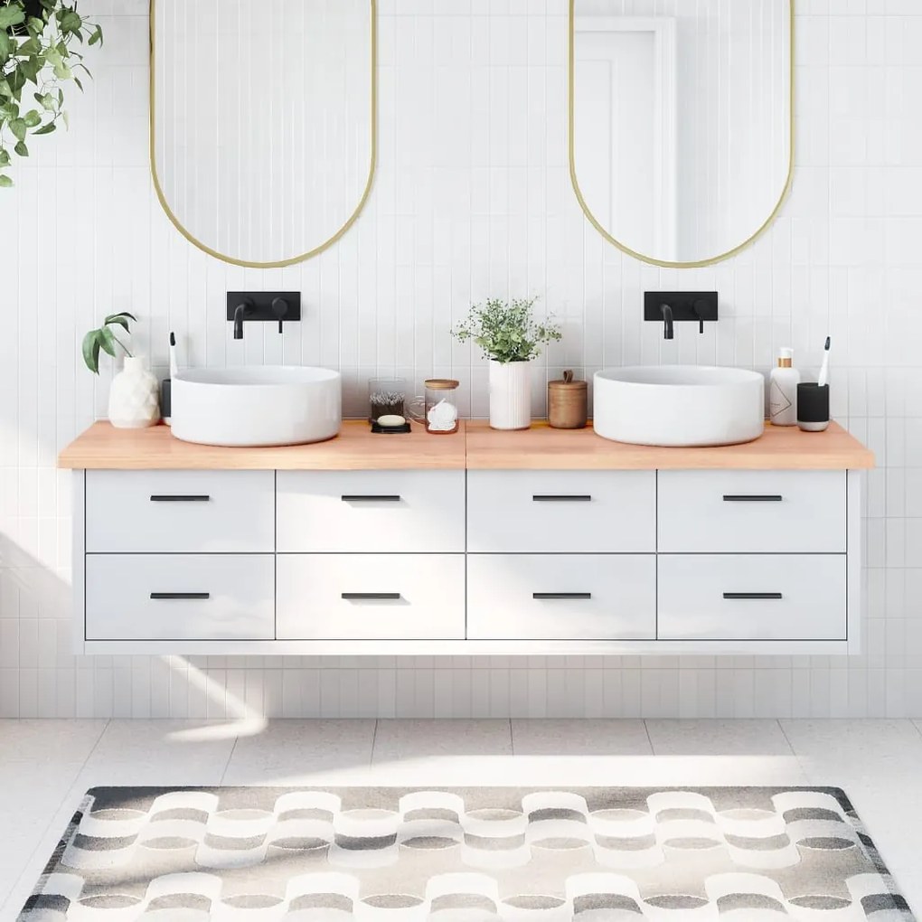vidaXL Bancada p/ WC 200x60x(2-4) cm madeira maciça tratada castanho