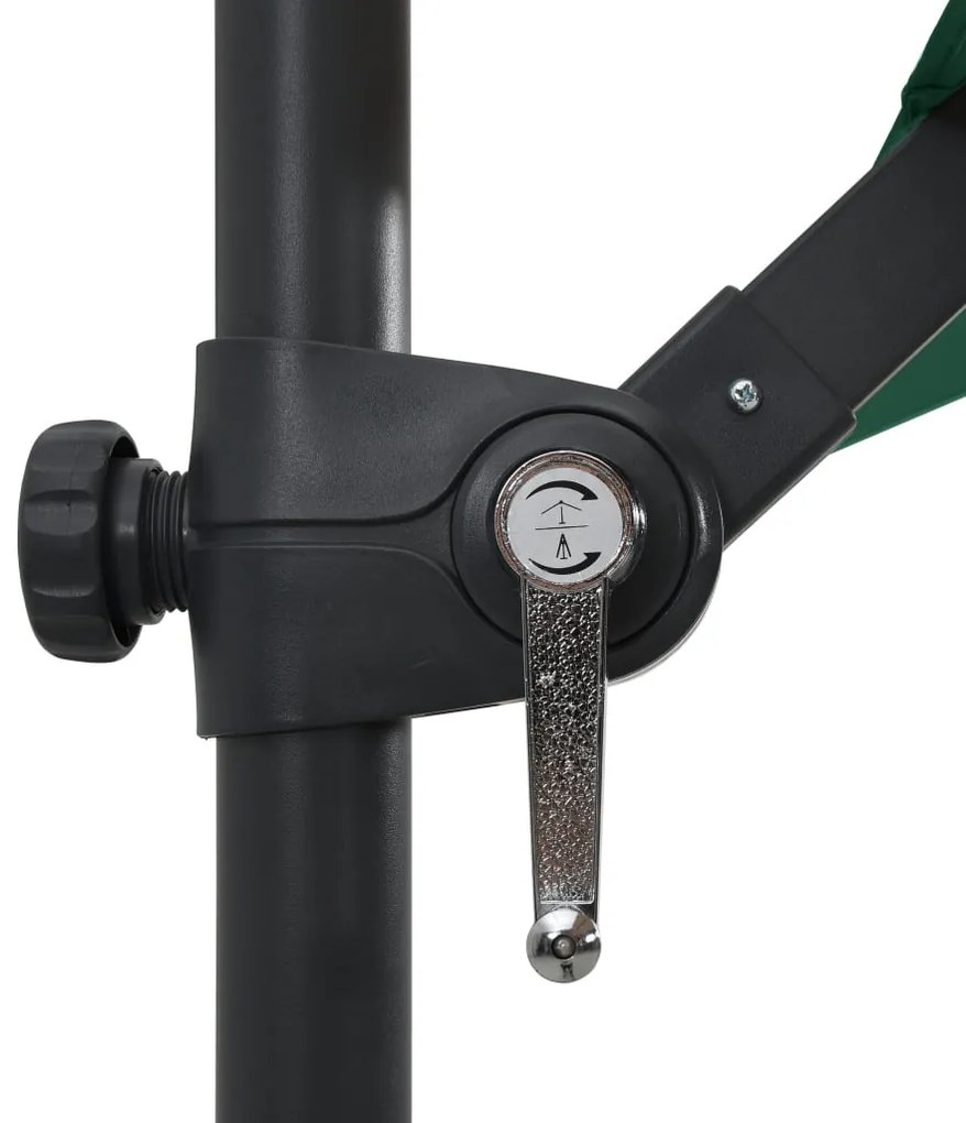 Guarda-sol cantilever c/ luzes LED e poste aço 250x250 cm verde