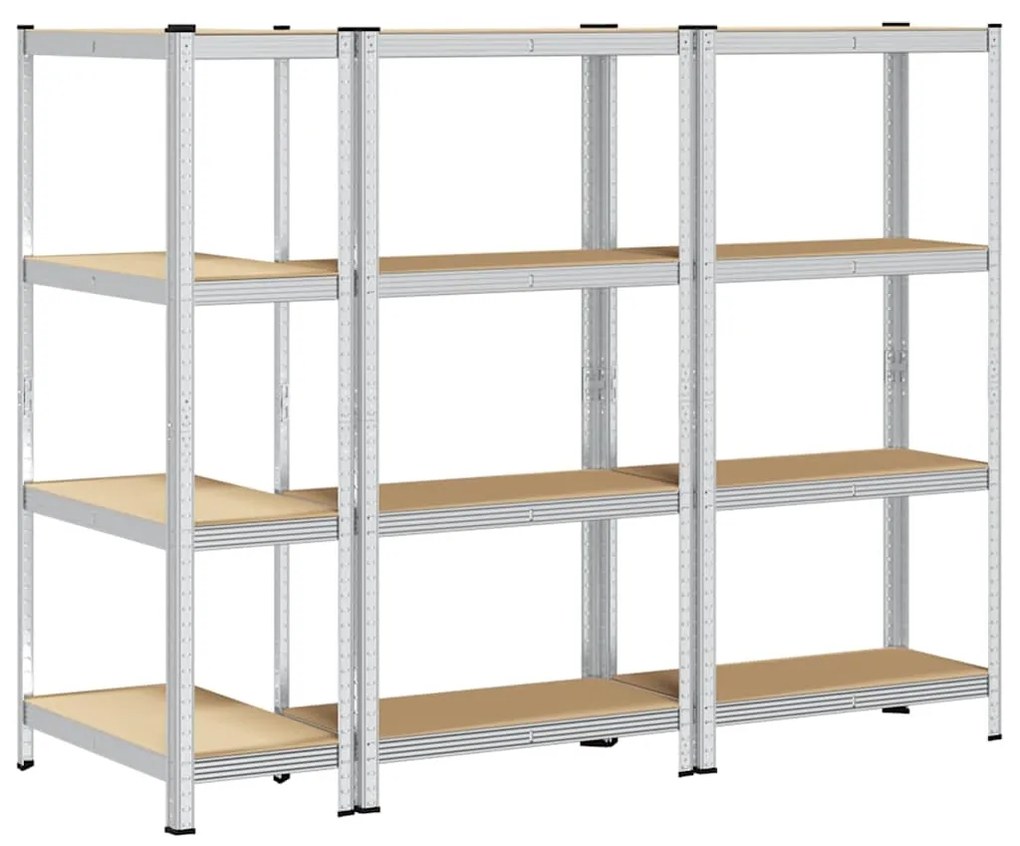 Prateleiras de armazenamento de 4 camadas 3 pcs aço prateado