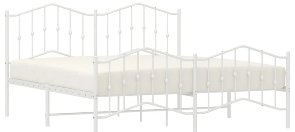 Estrutura de cama com cabeceira e pés 160x200 cm metal branco