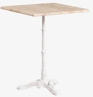 Mesa De Bar Quadrada Em Pedra Natural Azteca 70 X 70 Cm & Travertino - Branco Glacial - Sklum