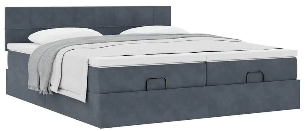 Estrutura cama otomana colchões 160x200 cm cinzento escuro