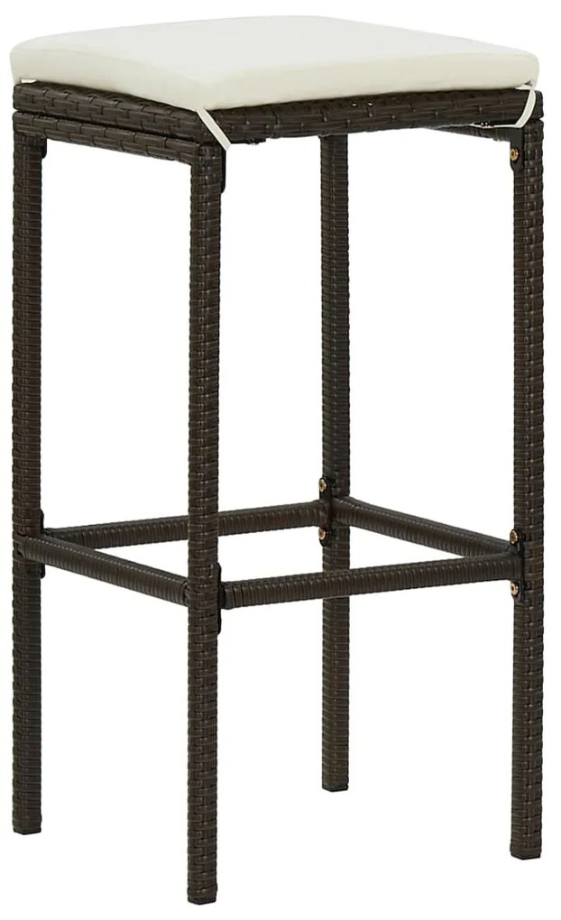 Bancos de bar com almofadões 2 pcs vime PE castanho