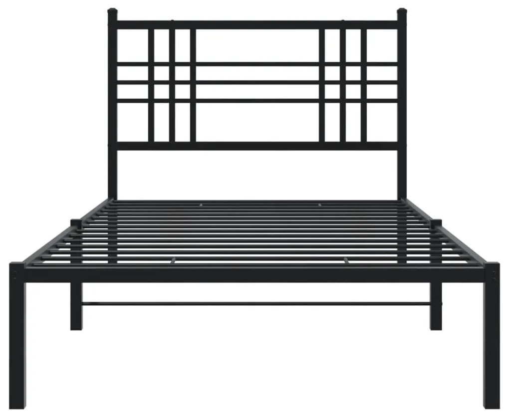 Estrutura de cama com cabeceira 90x190 cm metal preto