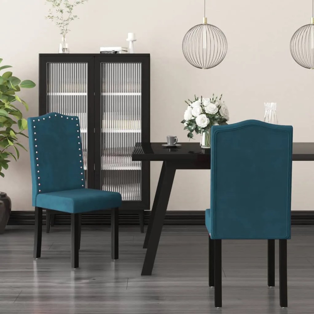 vidaXL Cadeiras de jantar 2 pcs veludo azul