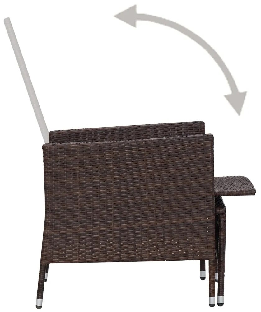 2 pcs conjunto lounge jardim c/ almofadões vime PE castanho