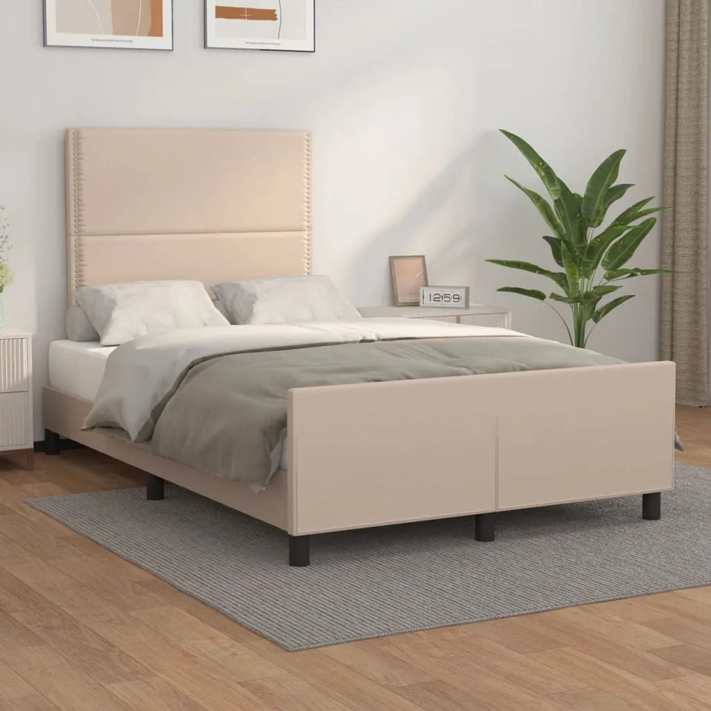 Estrutura de cama sem colchão 120x190cm couro artif. cappuccino
