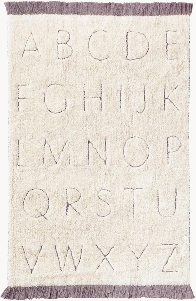 Tapete para crianças lavável tufado à mão com design de letras Abc
