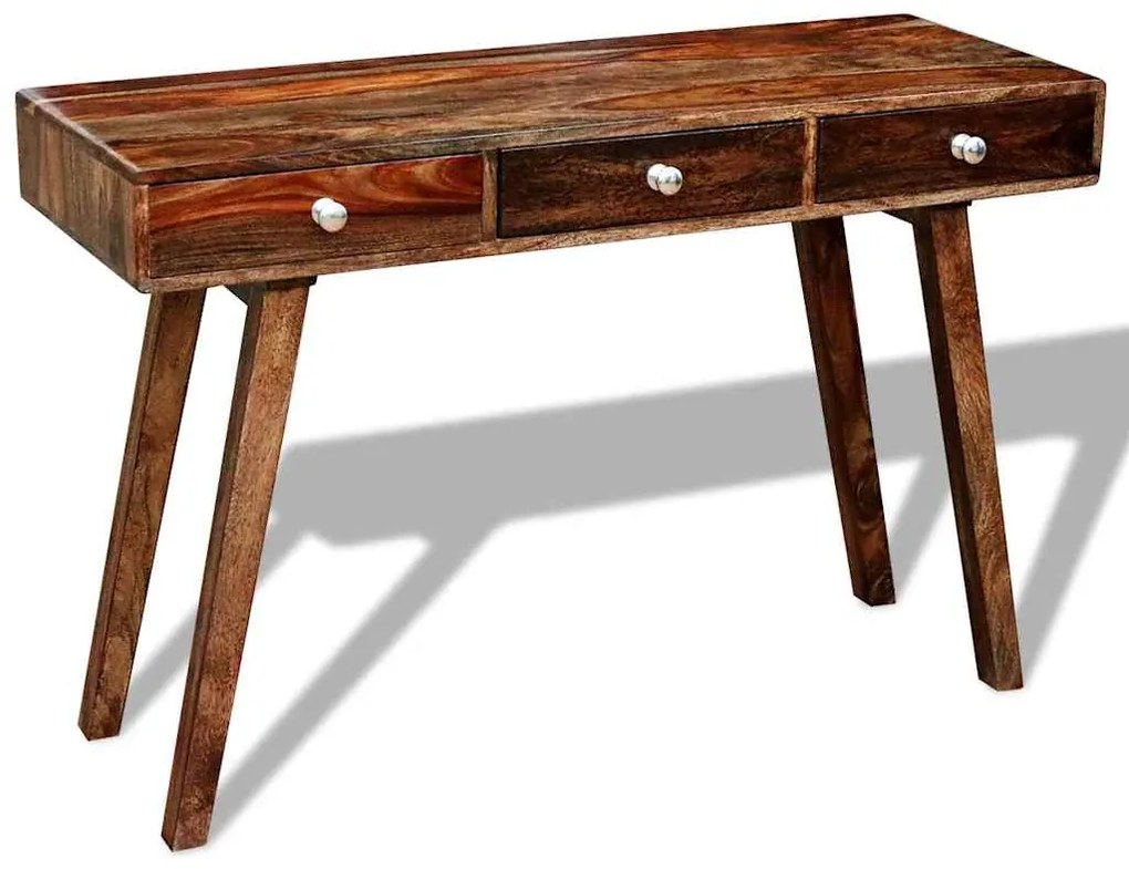 Mesa consola com 3 gavetas 76 cm madeira acácia sólida