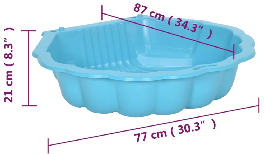 Caixas de areia 2 pcs 77x87x21cm plástico azul