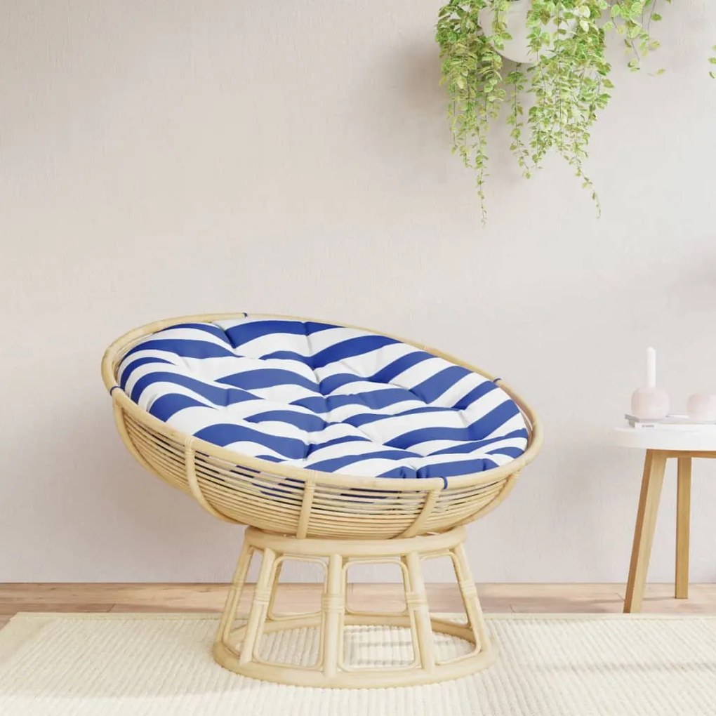 vidaXL Almofadão redondo Ø 100 x11 cm tecido oxford riscas azul/branco