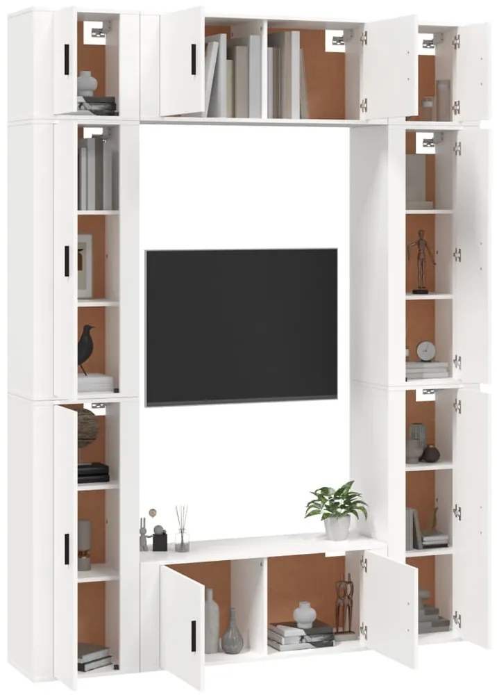 Conjunto móveis de TV 8 pcs madeira processada branco