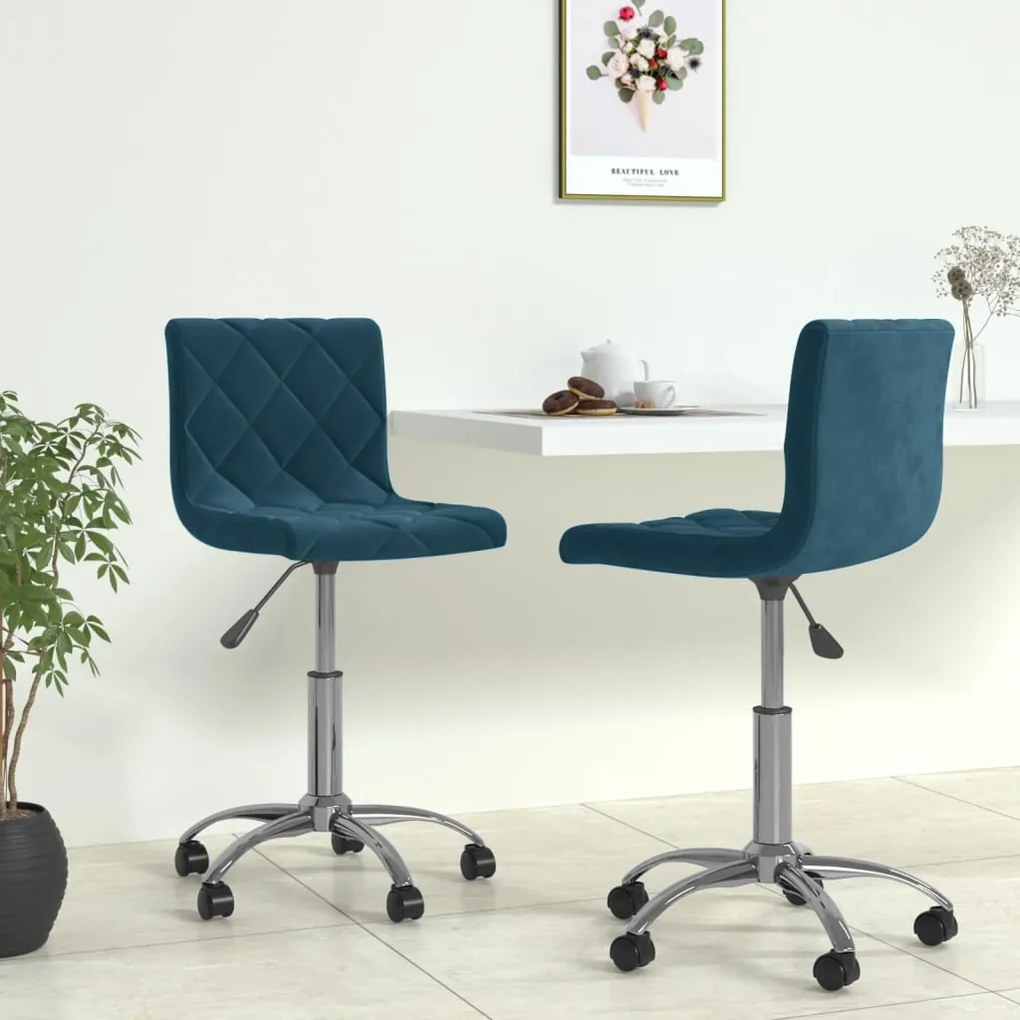 vidaXL Cadeiras de jantar giratórias 2 pcs veludo azul