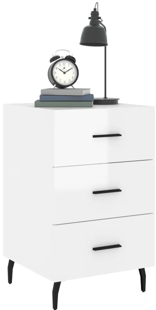 Mesa de cabeceira 40x40x66cm derivados madeira branco brilhante