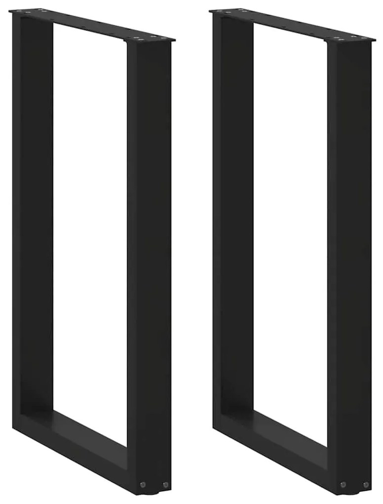 vidaXL Pés de mesa de bar em forma de U, 2 peças, preto, 60x(90-91) cm, aço