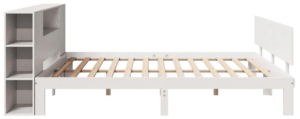 Cama com estante sem colchão 200x200 cm pinho maciço branco
