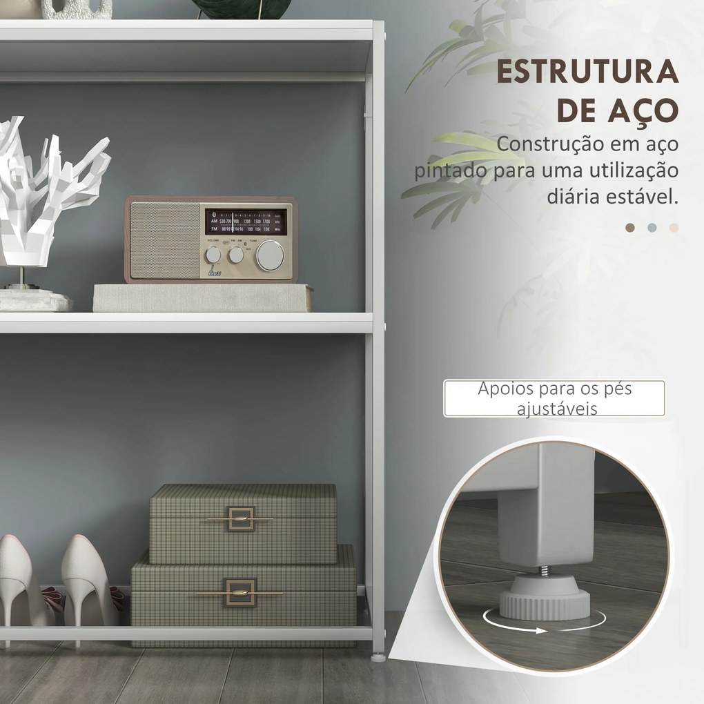 Mesa Consola de Entrada Mesa de Entrada com Estante Aberto e Estrutura de Aço Anti-tombo para Sala 100x30x87 cm Branco