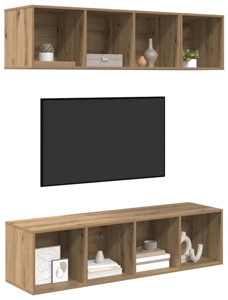 Conjunto de Estantes para TV 3 pcs carvalho artisiano