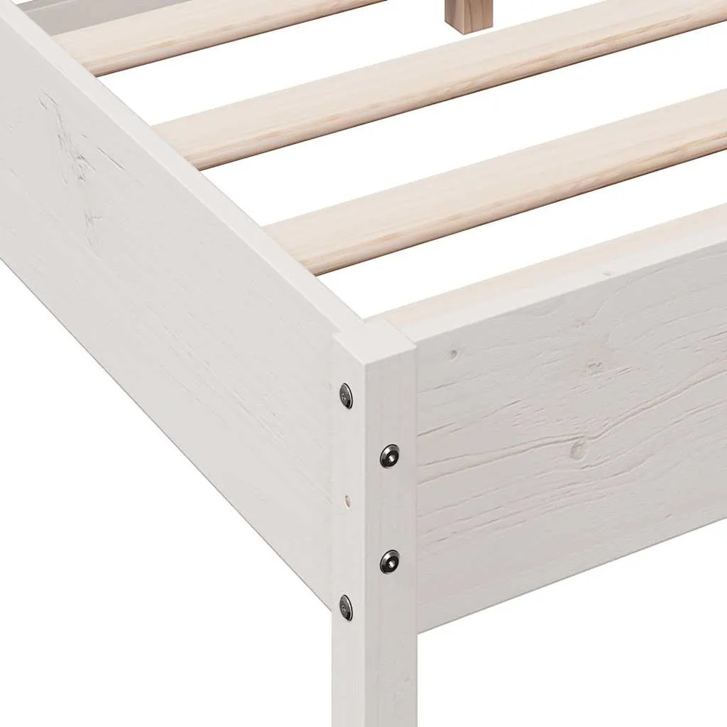 Cama sem colchão 140x200 cm madeira de pinho maciça branco