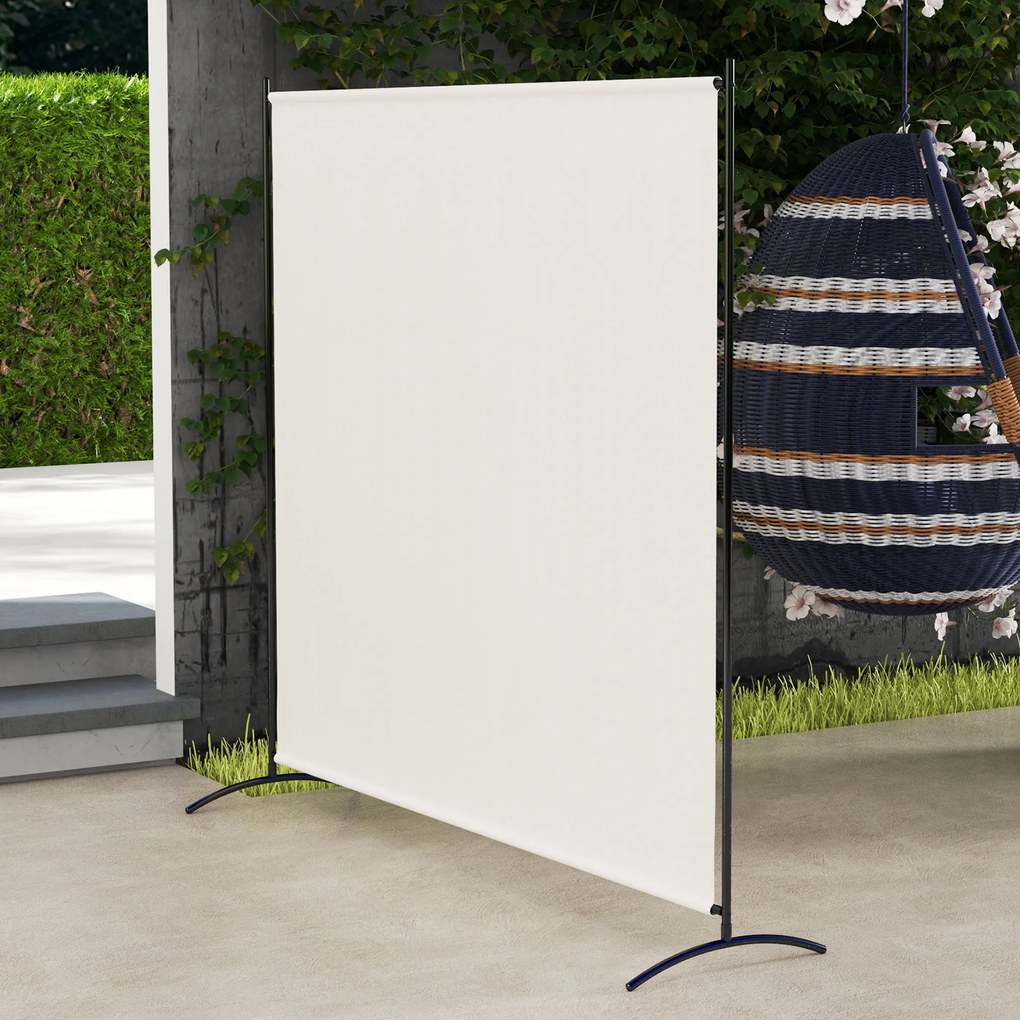 Biombo de exterior de painel único, divisória de 180 cm de altura com proteção UV30+, bege