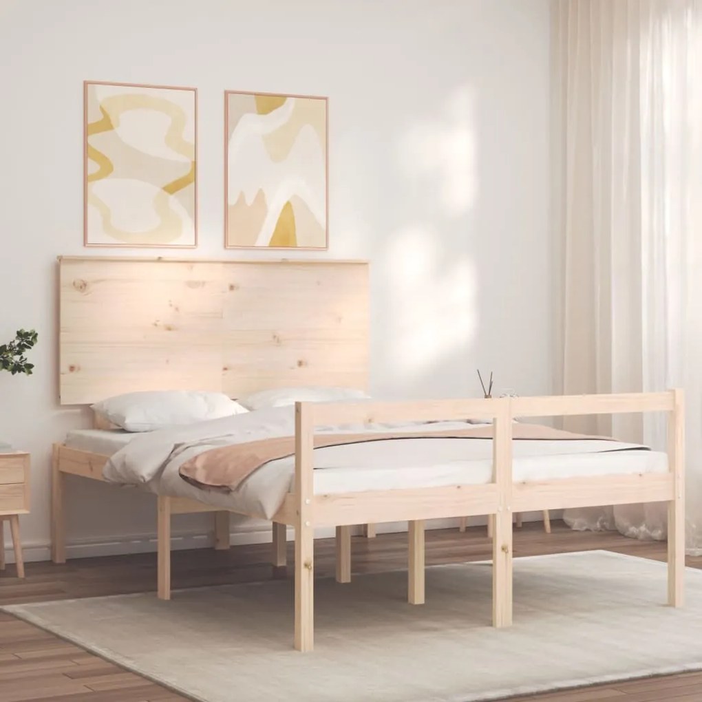 Cama para idosos com cabeceira 140x190 cm madeira maciça