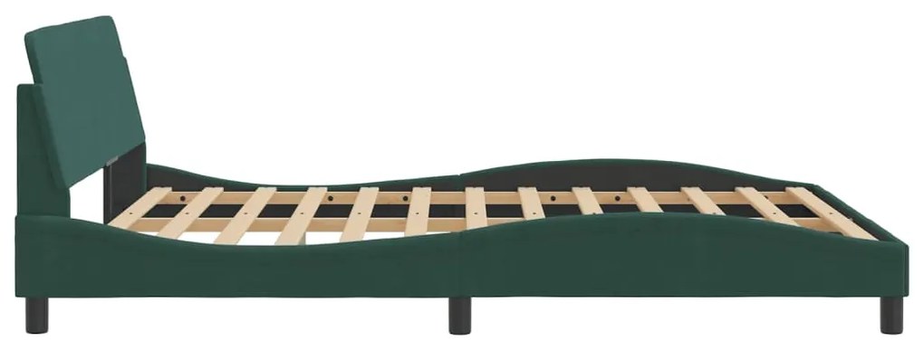 Estrutura de cama sem colchão 160x200 cm veludo verde-escuro