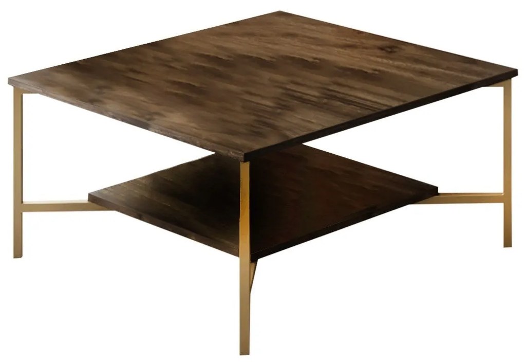 Conjunto de Mobiliário de Sala de Estar Gold Line – Nogueira e Preto –