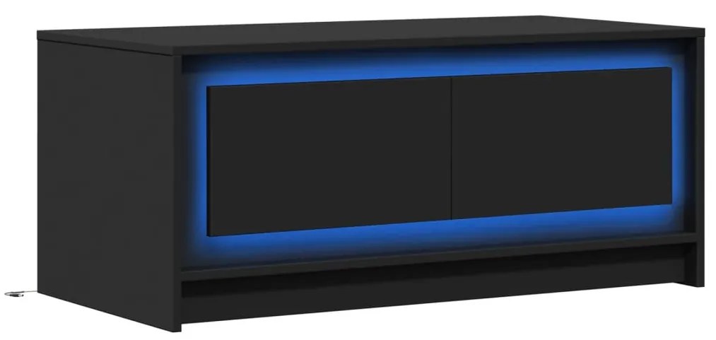Mesa de centro com luzes LED derivados de madeira preto