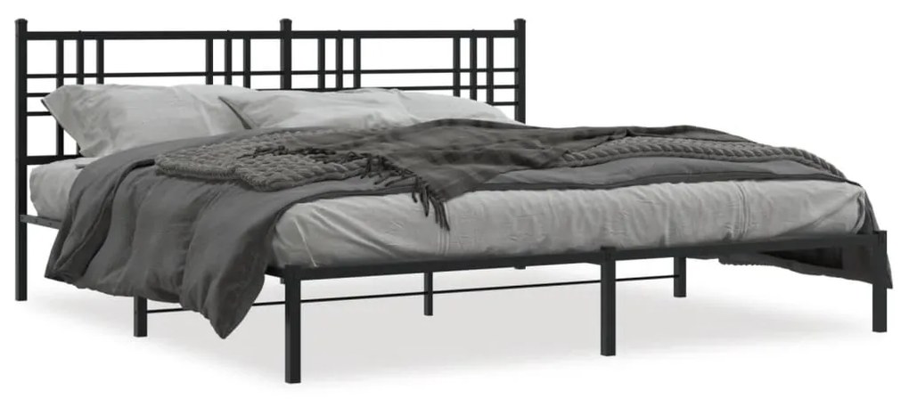 vidaXL Estrutura de cama com cabeceira 183x213 cm metal preto