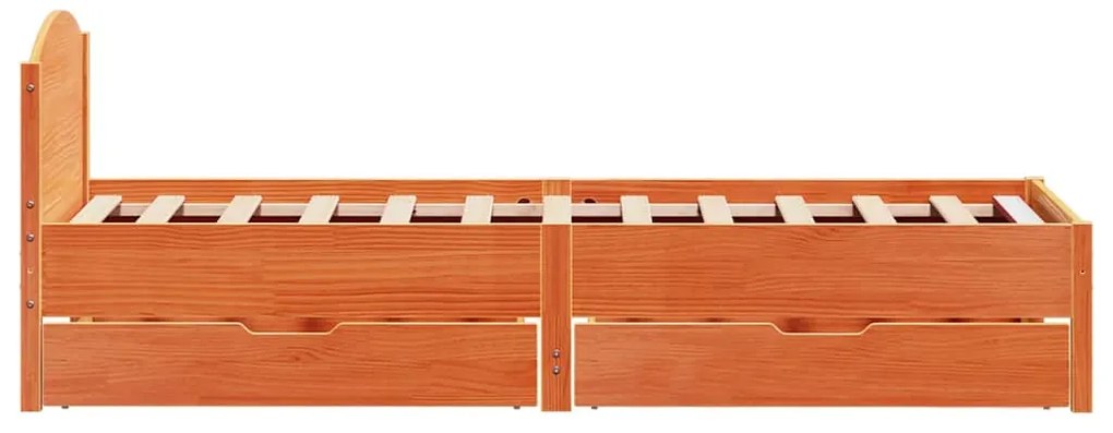 Cama sem colchão 90x200 cm pinho maciço castanho-mel