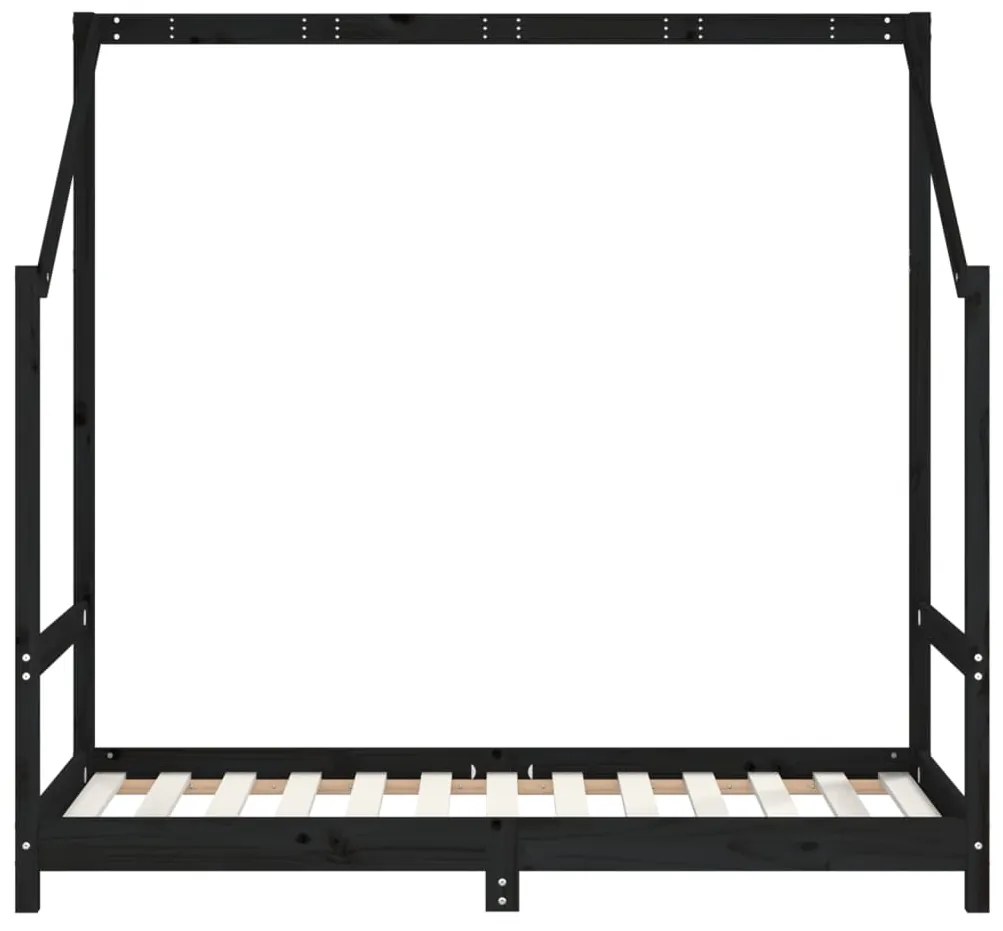 Estrutura de cama infantil 2x(80x160) cm pinho maciço preto