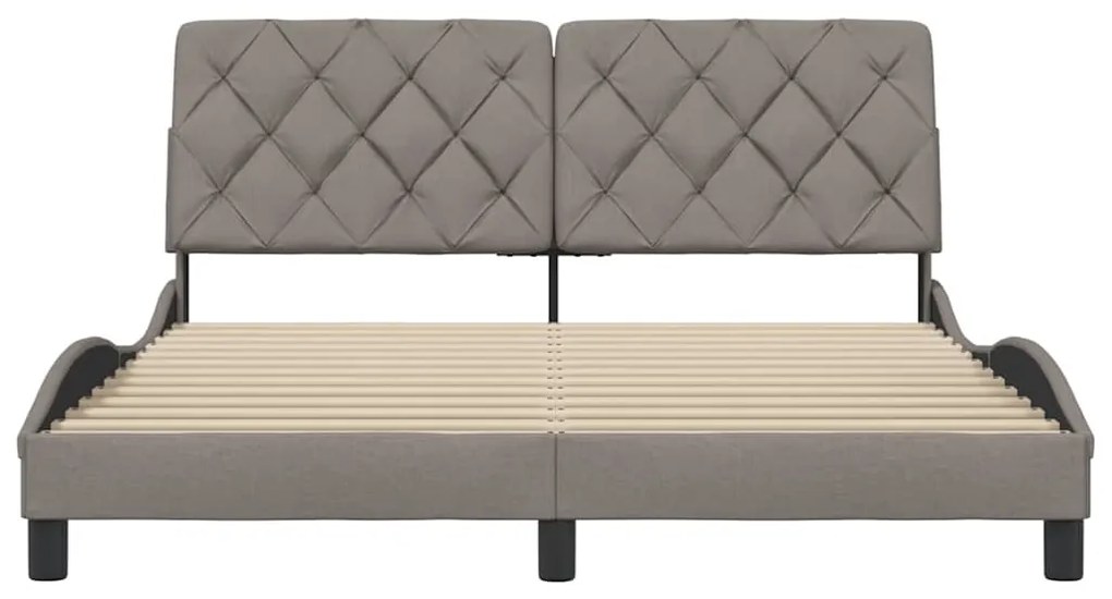 Cama sem colchão 160x200 cm tecido castanho-acinzentado