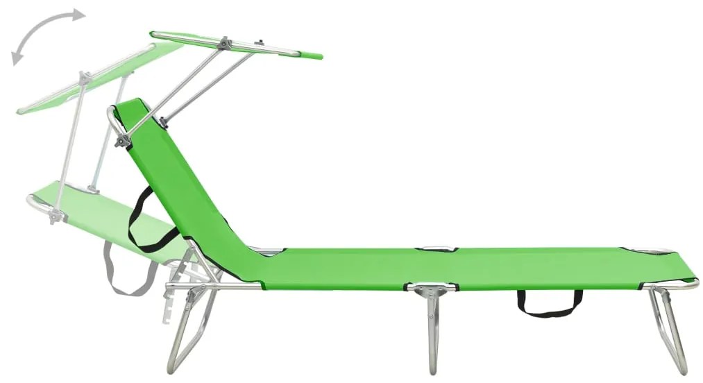 Espreguiçadeira com toldo aço verde-maçã