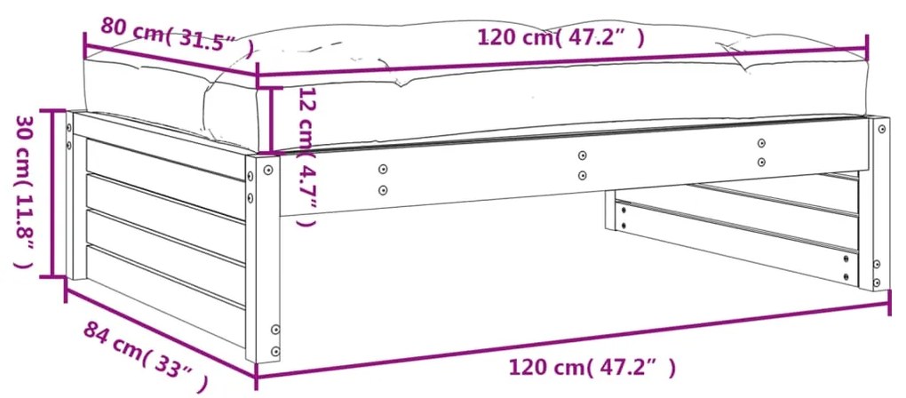 Apoio de pés para jardim 120x80 cm pinho maciço branco