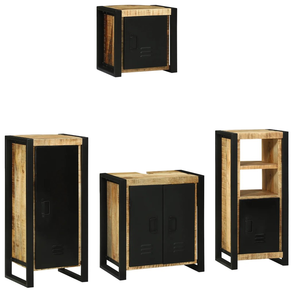 vidaXL Conjunto de Móveis para Banheiro 4 pcs Madeira de manga maciça