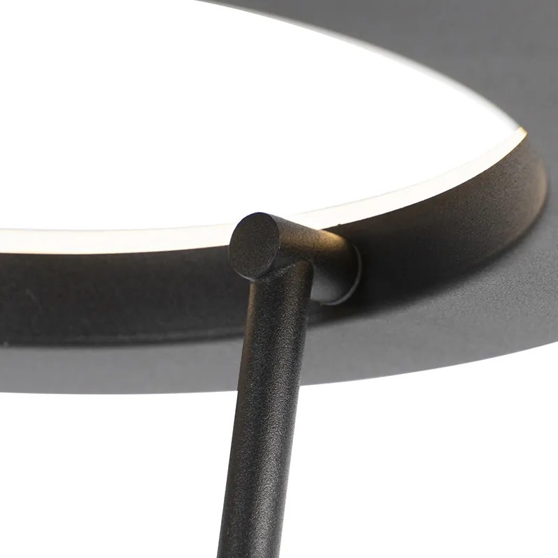 Candeeiro de pé moderno preto com LED e braço de leitura - Divine