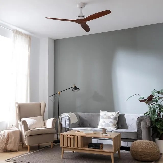 Ventoinha de teto EnergySilence Aero 5270 White&amp;BlackWood de 40 W e 52’’ com motor DC, controlo remoto