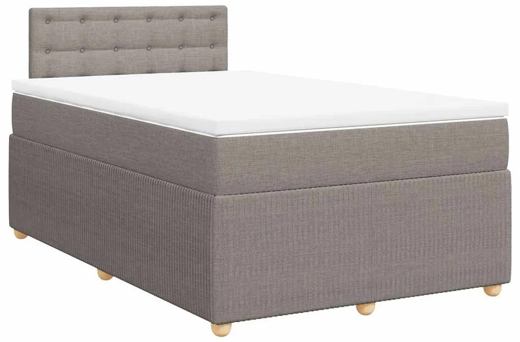 Cama boxspring c/ colchão 120x190cm tecido castanho-acinzentado