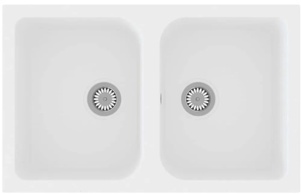 Pia de Cozinha Branca 760x480x184 mm Granito